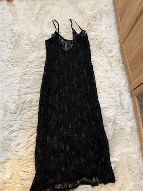 Zara Black Lace Maxi Slip Dress